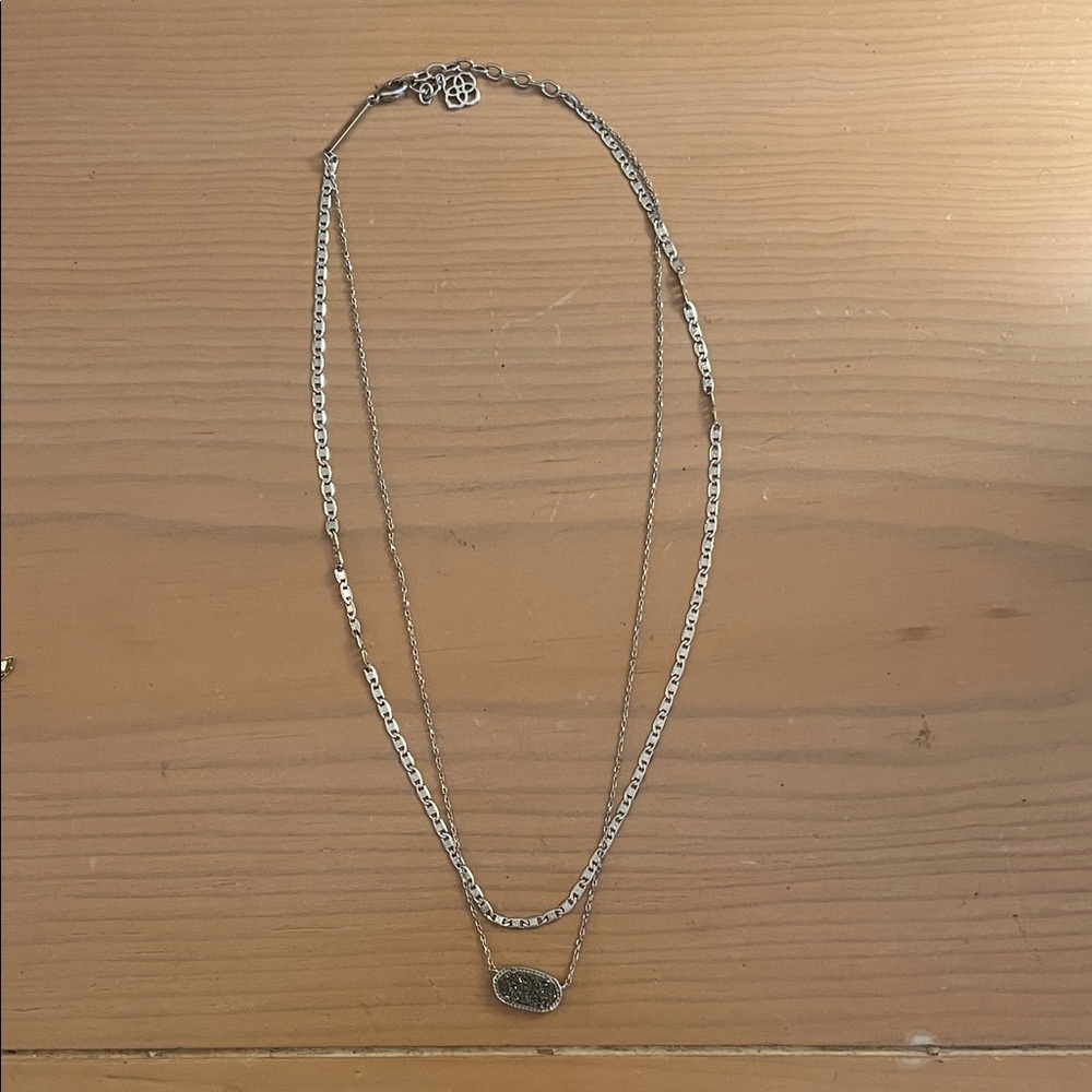 Kendra Scott Silver Double-Layer Pendant Necklace
